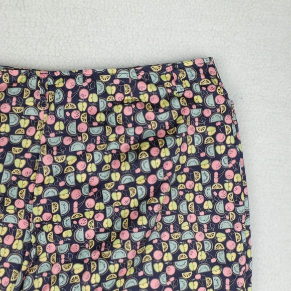 Vintage Talbots Capris Womens 14 Blue Capris Mellon Fruit Print Stretchy 90s - Picture 5 of 10